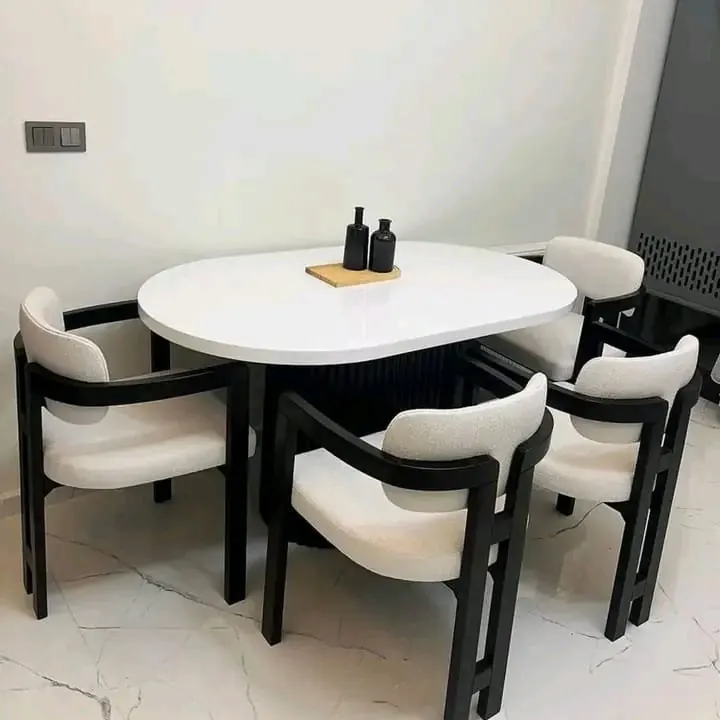 Round dining table with chairs