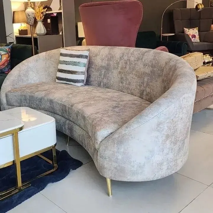 Curved upholstered sofa