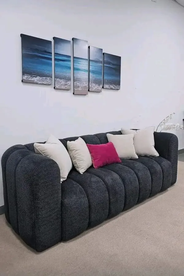 Charcoal three-seater sofa