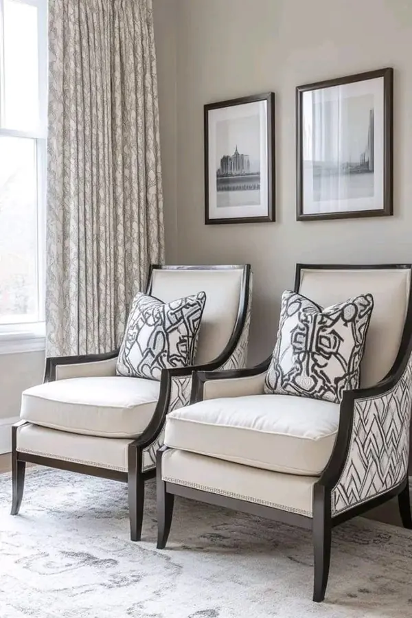 Classic upholstered armchairs